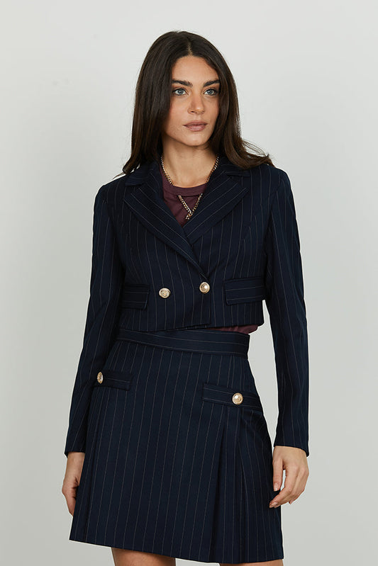 Giacca RERUUM corta manica lunga doppio petto con patte gessato art. RDA2505091006 Donna Relish Autunno Inverno 2025/2026