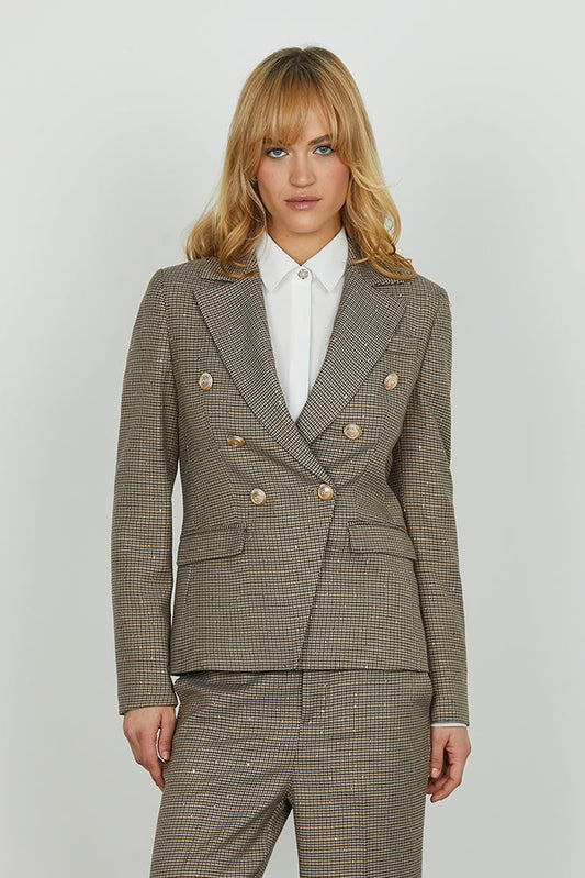 Giacca BELSA_PIE manica lunga doppio petto con patte micro pie de poule più paillettes art. RDA2505657008 Donna Relish Autunno Inverno 2025/2026