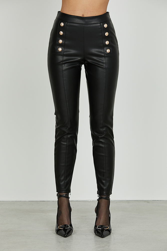 Panta QUORUM vita alta con dettaglio bottoni più zip fondo ecopelle art. RDA2507011040 Donna Relish Autunno Inverno 2025/2026