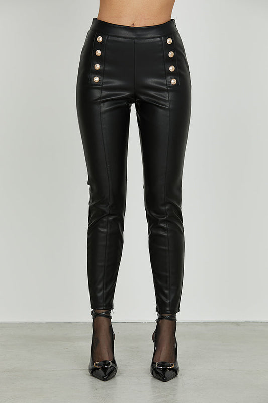 Panta QUORUM vita alta con dettaglio bottoni più zip fondo ecopelle art. RDA2507011040 Donna Relish Autunno Inverno 2025/2026