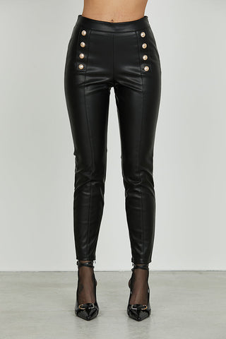 Panta QUORUM vita alta con dettaglio bottoni più zip fondo ecopelle art. RDA2507011040 Donna Relish Autunno Inverno 2025/2026