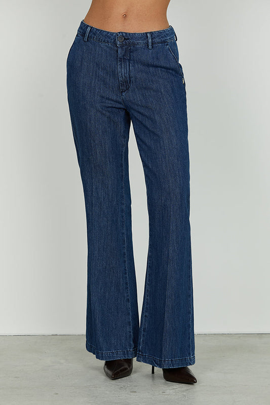 Panta KRISTEN_22 vita media chinos flaire fit denim blue art. RDA2507033010 Donna Relish Autunno Inverno 2025/2026