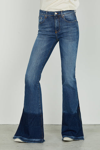 Panta SCHIFFERONE_201 v.media 5ts con strass più spacco più lavaggio f.do den.blue art. RDA2507600027 Donna Relish Autunno Inverno 2025/2026