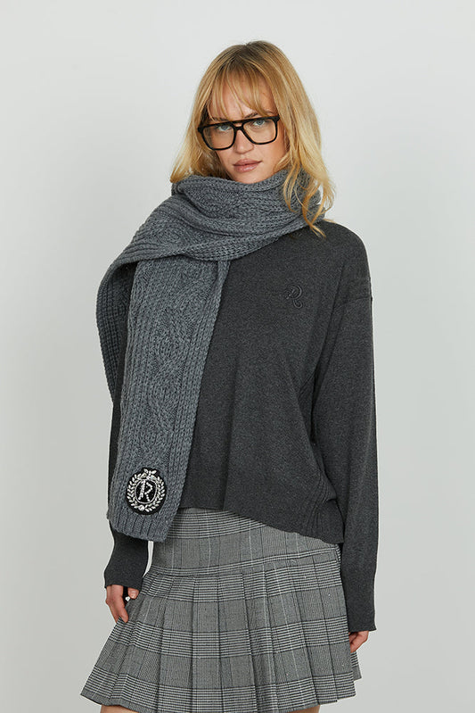 Sciarpa VARULO lavorazione trecce più patch logo con pietre art. RDA2508069028 Donna Relish Autunno Inverno 2025/2026