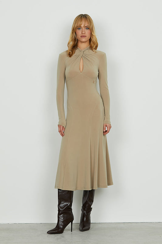 Abito PARVUS midi manica lunga con nodo più goccia seno art. RDA2509006033 Donna Relish Autunno Inverno 2025/2026