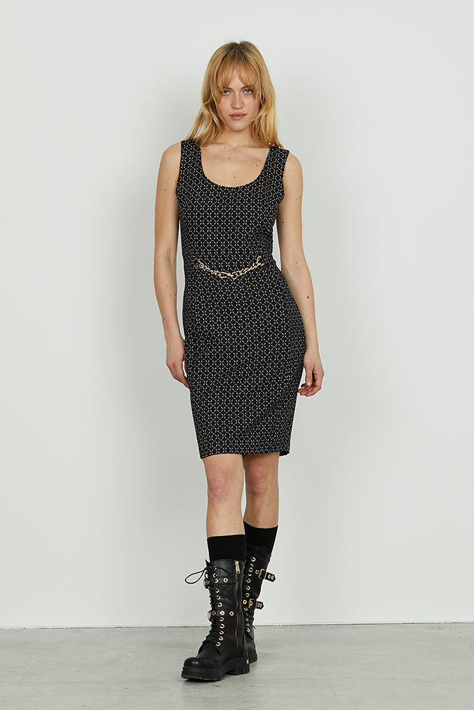 Abito YMARU midi s/m con catena più stampa logo all over art. RDA2509006045 Donna Relish Autunno Inverno 2025/2026
