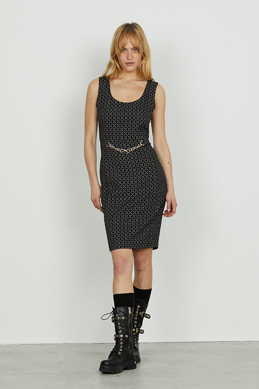 Abito YMARU midi s/m con catena più stampa logo all over art. RDA2509006045 Donna Relish Autunno Inverno 2025/2026