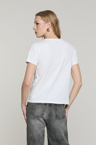 T-shirt CREW mezza manica con applicazione pioggia pietre + perle - RDA2601016002 - Relish Autunno/Inverno 2026