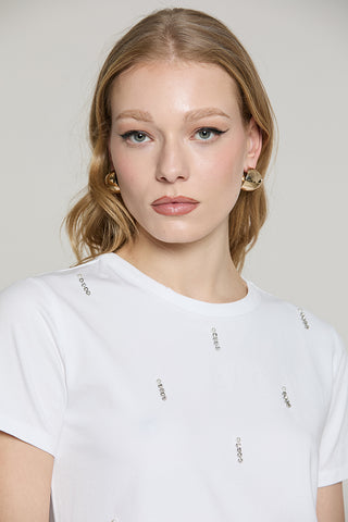 T-shirt CREW mezza manica con applicazione pioggia pietre + perle - RDA2601016002 - Relish Autunno/Inverno 2026