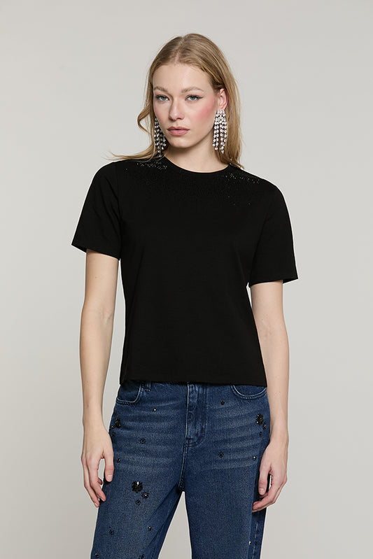 T-shirt DAVALOS mezza manica con strass - RDA2601016003 - Relish Autunno/Inverno 2026