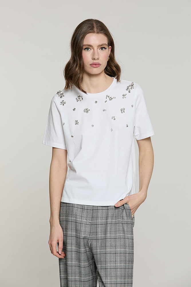 T-shirt DOODY mezza manica con castoni + strass - RDA2601016004 - Relish Autunno/Inverno 2026