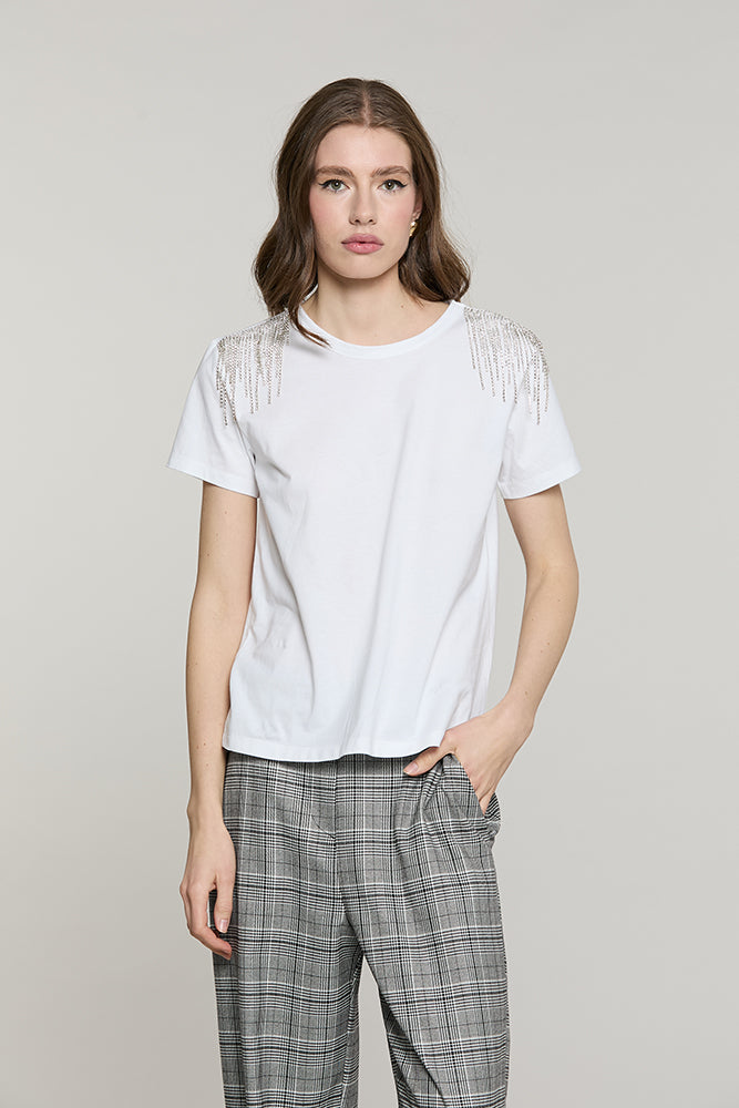 T-shirt RAK mezza manica con applicazione catena strass - RDA2601033008 - Relish Autunno/Inverno 2026