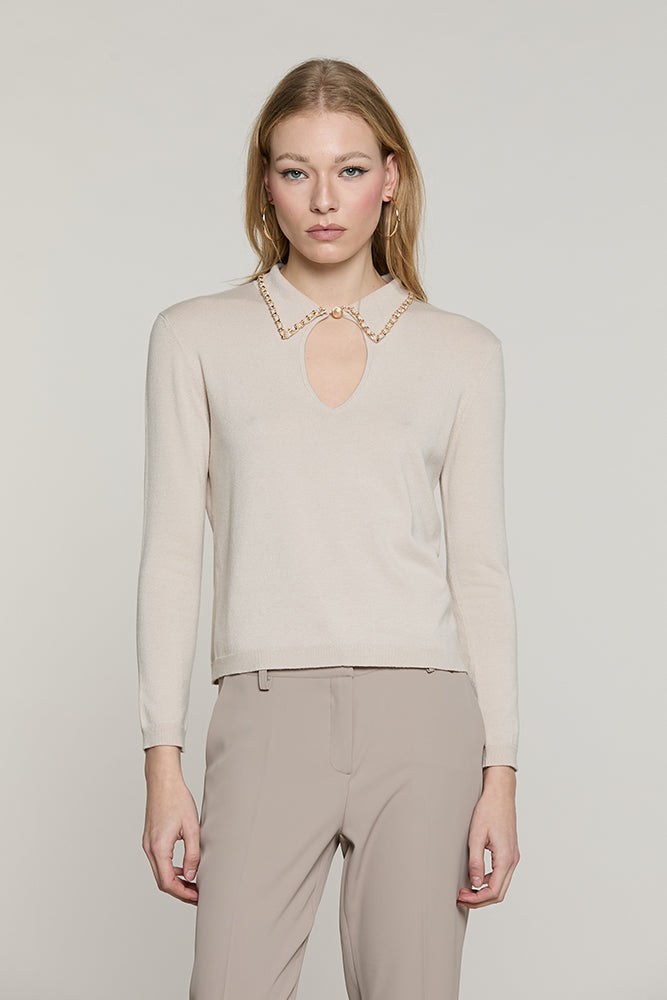 Maglia LOREMY manica lunga con colletto + goccia + profili catena - RDA2602054001 - Relish Autunno/Inverno 2026