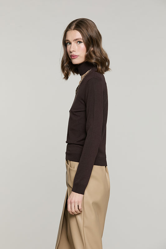 Maglia TOXY manica lunga collo vulcano + scollo madonna con profili catena - RDA2602054002 - Relish Autunno/Inverno 2026