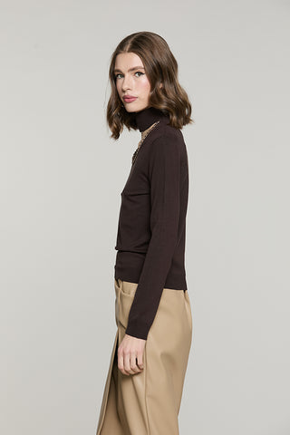 Maglia TOXY manica lunga collo vulcano + scollo madonna con profili catena - RDA2602054002 - Relish Autunno/Inverno 2026