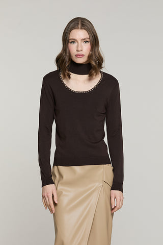 Maglia TOXY manica lunga collo vulcano + scollo madonna con profili catena - RDA2602054002 - Relish Autunno/Inverno 2026