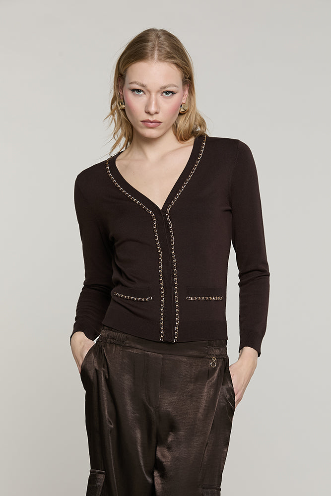 Cardigan CHAINSY manica 7/8 con patte + profili catena - RDA2602054003 - Relish Autunno/Inverno 2026
