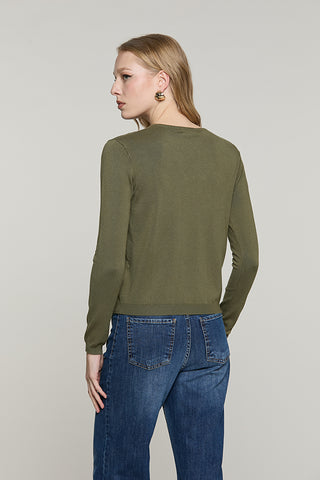 Maglia MORSETTO manica lunga scollo v con arricci + catena logo strass - RDA2602054006 - Relish Autunno/Inverno 2026