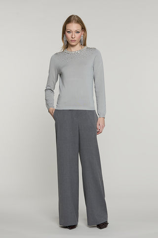 Maglia JORIA manica lunga con bordo paillettes + pietre + goccia schiena - RDA2602054013 - Relish Autunno/Inverno 2026