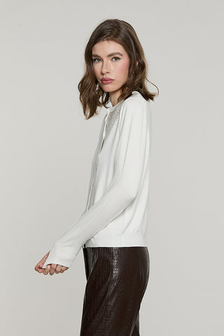 Cardigan IMPERATRICE manica lunga girocollo con bottoni crystal + strass - RDA2602054017 - Relish Autunno/Inverno 2026
