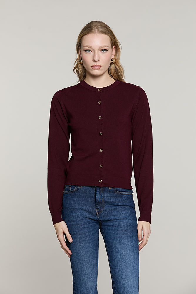 Cardigan BIRKA manica lunga girocollo con bottoni + catena logo - RDA2602054019 - Relish Autunno/Inverno 2026