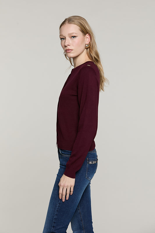 Cardigan BIRKA manica lunga girocollo con bottoni + catena logo - RDA2602054019 - Relish Autunno/Inverno 2026