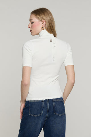 Maglia CAPRIM mezza manica collo alto con cintura fiore con strass - RDA2602054020 - Relish Autunno/Inverno 2026