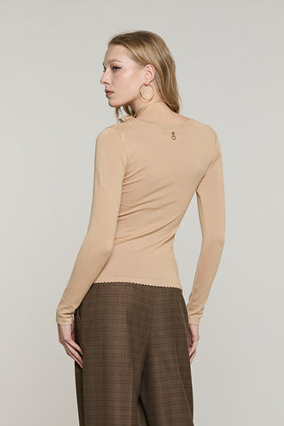 Maglia DANTIM manica lunga scollo madonna con collarino fiore con strass - RDA2602054021 - Relish Autunno/Inverno 2026