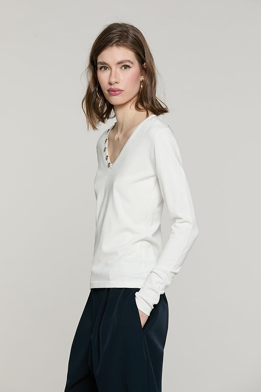 Maglia SHESMINE manica lunga scollo v con dettaglio bottoni - RDA2602054028 - Relish Autunno/Inverno 2026