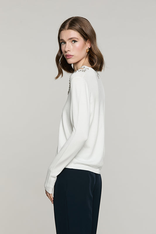 Maglia VALLETTI manica lunga girocollo con apertura + castoni + pietre - RDA2602054036 - Relish Autunno/Inverno 2026