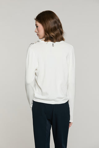 Maglia VALLETTI manica lunga girocollo con apertura + castoni + pietre - RDA2602054036 - Relish Autunno/Inverno 2026