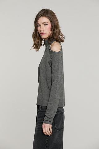 Maglia BOGNANNI manica lunga collo vulvano con apertura + castoni + pietre - RDA2602054037 - Relish Autunno/Inverno 2026