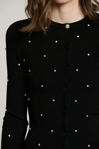 Cardigan FORD manica lunga con strass + bottone gioiello - RDA2602054043 - Relish Autunno/Inverno 2026
