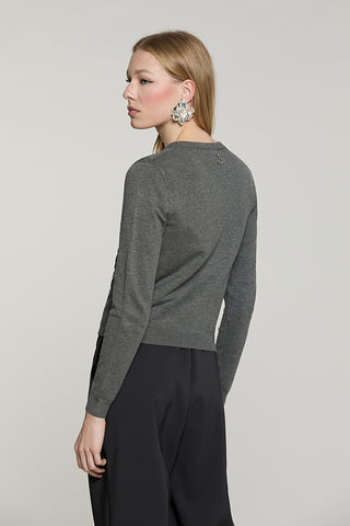 Cardigan SILVANI manica lunga girocollo con ricamo paillettes + baguette - RDA2602054045 - Relish Autunno/Inverno 2026