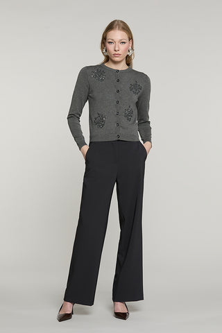 Cardigan SILVANI manica lunga girocollo con ricamo paillettes + baguette - RDA2602054045 - Relish Autunno/Inverno 2026