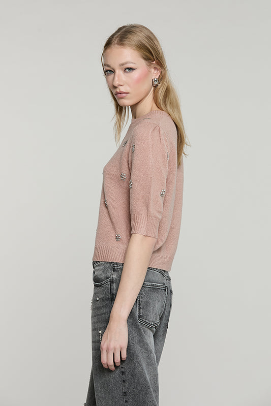 Maglia DALEN mezza manica con castoni + pietre - RDA2602261041 - Relish Autunno/Inverno 2026