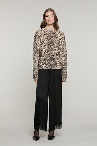 Maglia BAGLIO manica lunga collo barca fant.animalier con castoni + pietre - RDA2602261048 - Relish Autunno/Inverno 2026