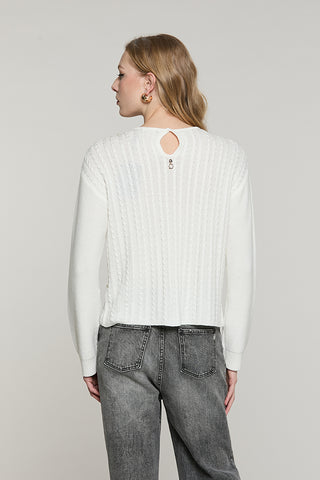 Maglia LAD manica lunga con lavorazione trecce + perle - RDA2602261049 - Relish Autunno/Inverno 2026