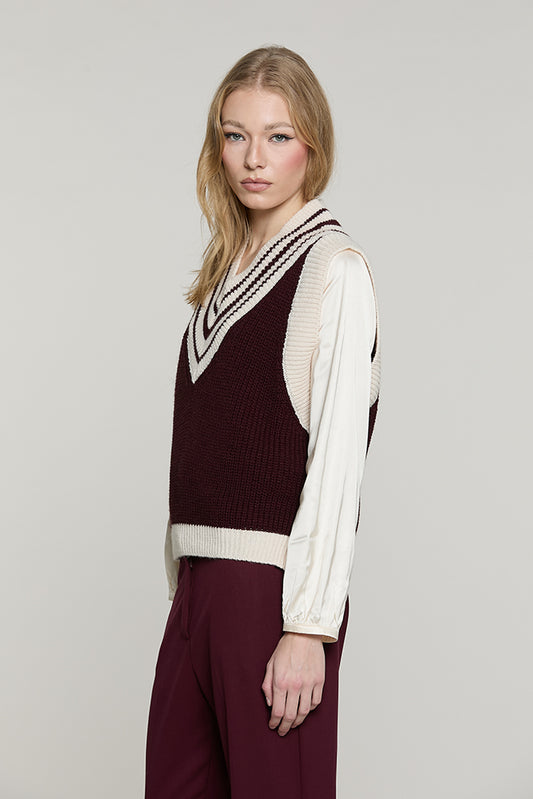 Maglia TOTR senza maniche scollo a V manica lunga bicolore - RDA2602529056 - Relish Autunno/Inverno 2026