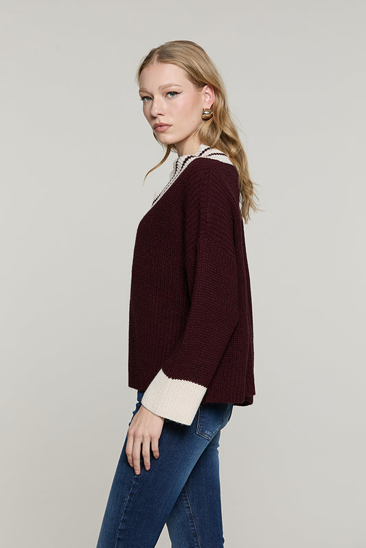 Maglia PHYNIA scollo a V manica lunga bicolore - RDA2602529057 - Relish Autunno/Inverno 2026