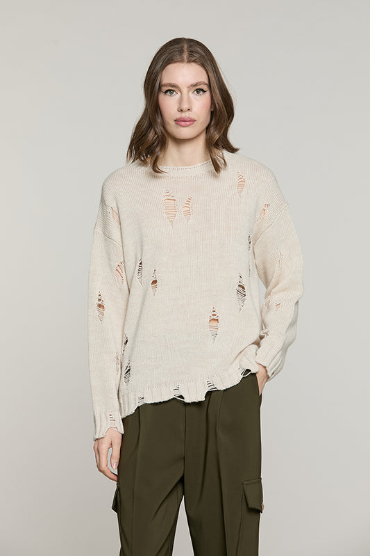 Maglia LEIDAN manica lunga girocollo con rotture - RDA2602529062 - Relish Autunno/Inverno 2026