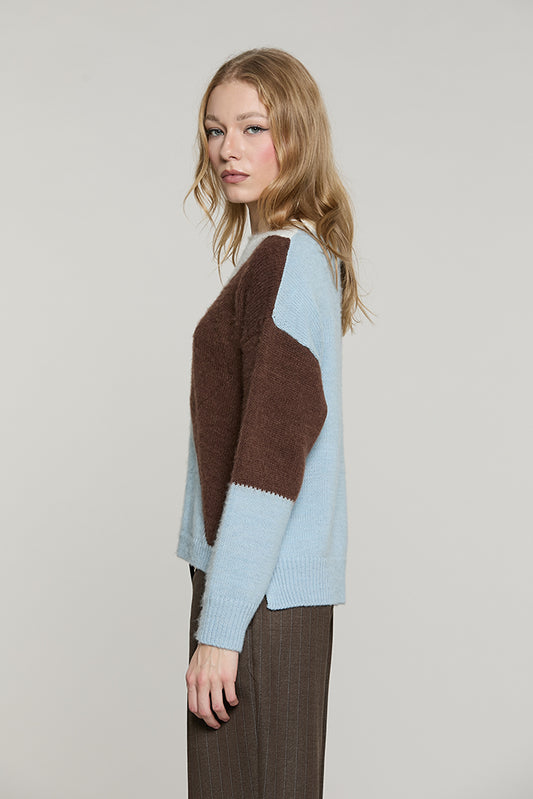 Maglia BRUXELLES manica lunga girocollo con intarsio rombi - RDA2602529064 - Relish Autunno/Inverno 2026