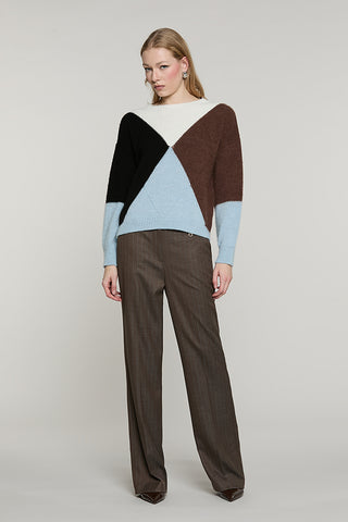 Maglia BRUXELLES manica lunga girocollo con intarsio rombi - RDA2602529064 - Relish Autunno/Inverno 2026