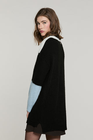Cardigan ANVERSA lungo manica lunga scollo v con snap intarsio rombi - RDA2602529065 - Relish Autunno/Inverno 2026