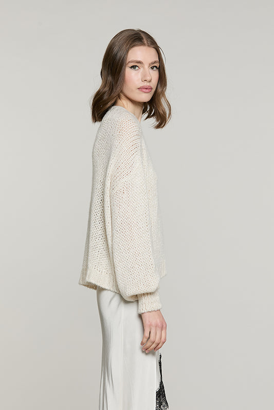 Maglia LIEGI manica lunga palloncino asimmetrica con lurex + micro-paillettes - RDA2602532060 - Relish Autunno/Inverno 2026