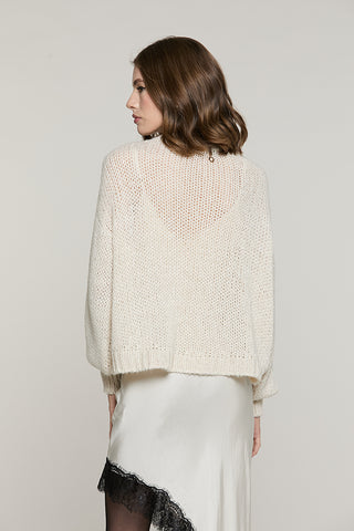 Maglia LIEGI manica lunga palloncino asimmetrica con lurex + micro-paillettes - RDA2602532060 - Relish Autunno/Inverno 2026