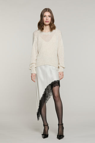 Maglia LIEGI manica lunga palloncino asimmetrica con lurex + micro-paillettes - RDA2602532060 - Relish Autunno/Inverno 2026