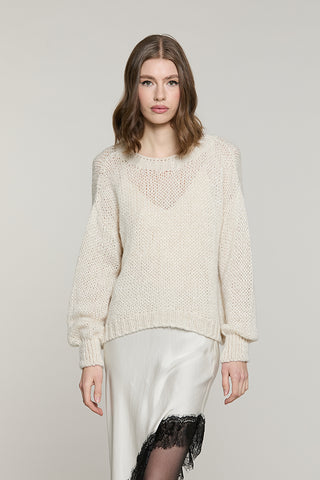 Maglia LIEGI manica lunga palloncino asimmetrica con lurex + micro-paillettes - RDA2602532060 - Relish Autunno/Inverno 2026
