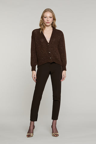 Cardigan BRUGES manica lunga scollo v con bottoni con lurex + micro-paillettes - RDA2602532061 - Relish Autunno/Inverno 2026