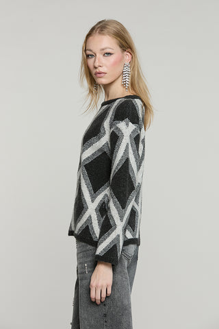 Maglia GRONINGA manica lunga girocollo con jacquard rombi - RDA2602532066 - Relish Autunno/Inverno 2026